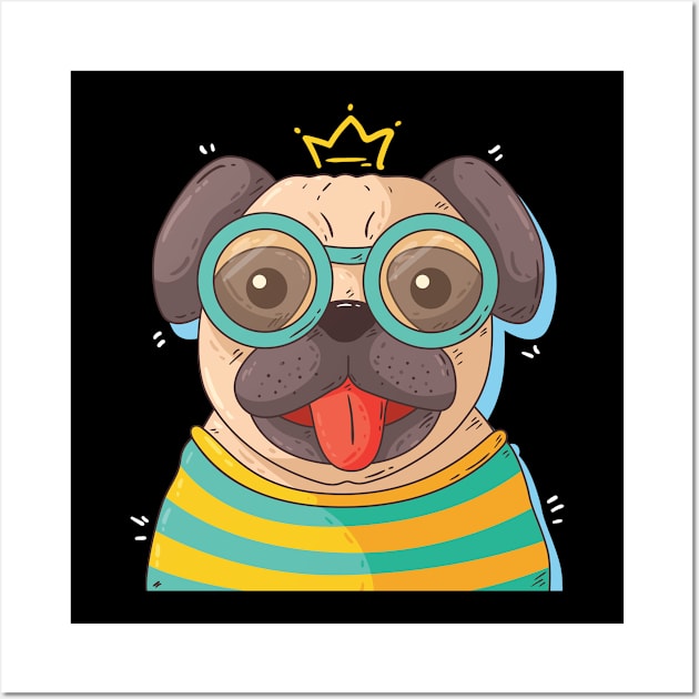 King of nerdy dogs - PUG Wall Art by Printaha